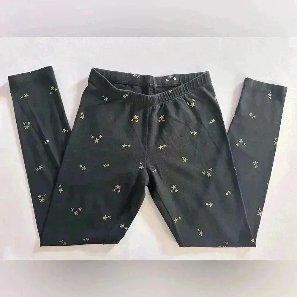 Cat & Jack Girl's Foil Star Black Leggings (613)